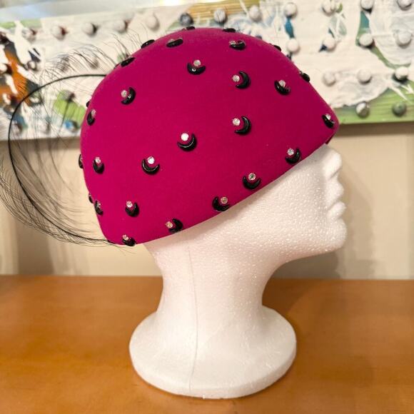 Mr. John Classic Hat, New York, Paris, Fuscia and Rhinestones, Feather main image 11